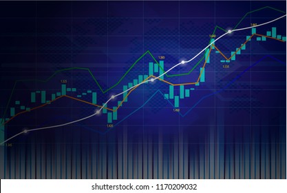 Stock market or forex trading chart with indicator in graphic design concept, vector illustration