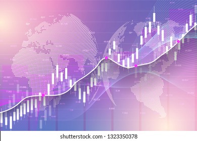 Stock market or forex trading graph chart suitable for financial investment concept. Economy trends background for business idea. Abstract finance background. Vector illustration.