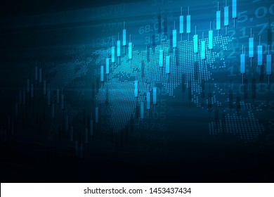 Stock market or forex trading graph in graphic concept  for financial  or  business design on  dark background. Vector illustration
