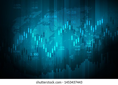 Stock market or forex trading graph in graphic concept  for financial  or  business design on  dark background. Vector illustration
