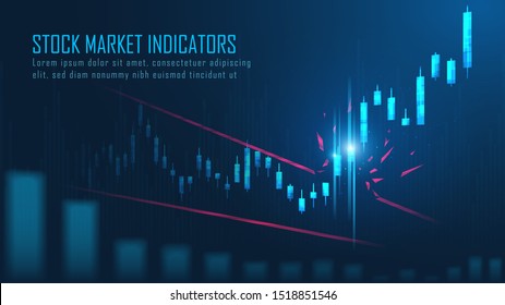 Stock market or forex trading graph break resistance level suitable for technical trading course or financial trend background cover or banner. Vector illustration