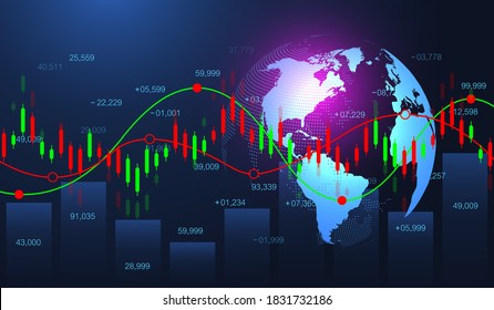 Stock market or forex trading graph in futuristic concept for financial investment or economic trends business idea. Financial trade concept. Stock market and exchange. Candle stick graph chart vector