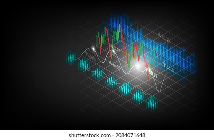 Stock Market Forex Trading Graph, Isometric Cryptocurrency Exchange Trading Concept. The Trading Strategy, Platform, Cryptocurrency Wallet, Market Share, Volumes, And Index On Ultraviolet Background.