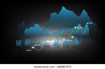 Stock market forex trading graph, Isometric cryptocurrency exchange trading concept. The trading strategy, platform, cryptocurrency wallet, market share, volumes, and index on ultraviolet background.