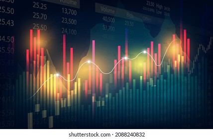 Stock market or forex trading graph in graphic concept suitable for financial investment or Economic trends business,graph candle stick ,Bullish,Bearish point.Abstract background. Vector illustration.