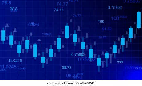 Stock market or forex trading graph for online business concept. Financial investment or economic trend on dark blue background. Vector illustration.