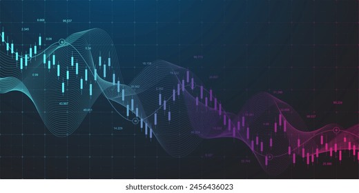 Börsen- oder Devisenhandel-Grafik in grafischem Konzept für Finanzanlagen oder wirtschaftliche Trends Geschäftsideendesign. Weltweiter Finanzierungshintergrund. Vektorillustration.