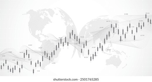 Stock market or Forex trading graph in graphic concept for financial investment or economic trends business idea design. Worldwide finance background. Vector illustration.