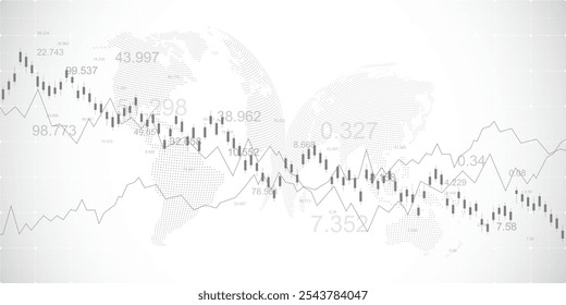 Stock market or Forex trading graph in graphic concept for financial investment or economic trends business idea design. Worldwide finance background. Vector illustration