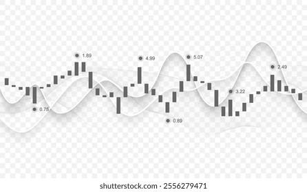 Stock market or Forex trading graph in graphic concept for financial investment or economic trends business idea design. Worldwide finance background. Vector illustration.