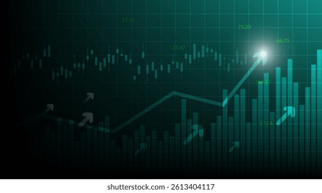 Stock market or forex trading graph and candlestick chart suitable for financial investment concept. Economy trends background for business idea and abstract finance background. Vector illustration.