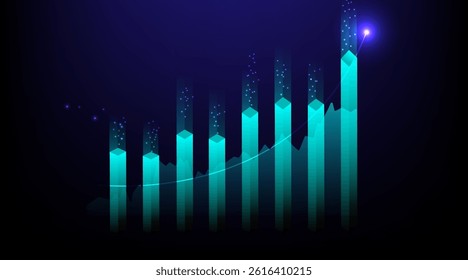 Stock market or forex trading graph and candlestick chart suitable for financial investment concept. Economy trends background for business idea and abstract finance background. Vector illustration.
