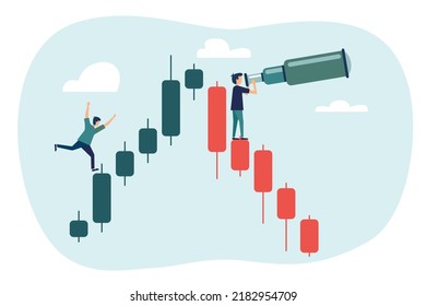 Análisis gráfico del mercado de valores, línea de tendencia del bursátil cripto o indicador de compra y venta.