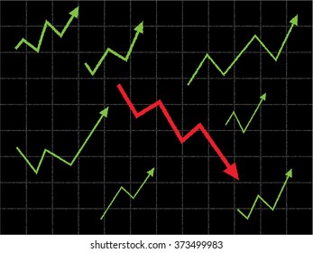 Stock market graph with different and down trend concept.