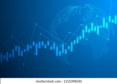 Stock market graph or forex trading chart for business and financial concepts, reports and investment on blue background . Vector illustration