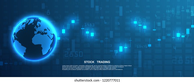 Stock market graph or forex trading chart for business and financial concepts, reports and investment on blue background . Vector illustration