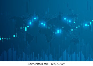 Stock market graph or forex trading chart for business and financial concepts, reports and investment on blue background . Vector illustration