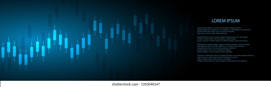 Stock market graph or forex trading chart for business and financial concepts, reports and investment on dark background . Vector illustration