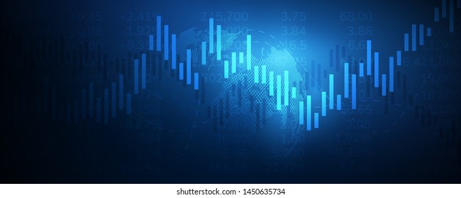 Stock market graph or forex trading chart for business and financial concepts, reports and investment on blue background . Vector illustration
