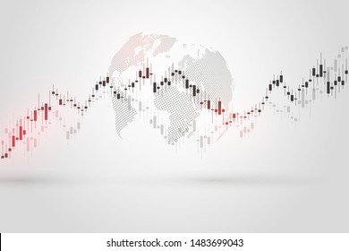 Stock market graph or forex trading chart for business and financial concepts, reports and investment on grey background . Vector illustration