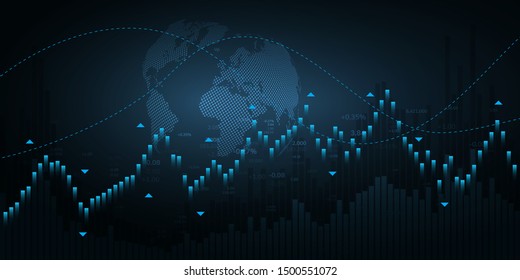 Stock market graph or forex trading chart for business and financial concepts, reports and investment.Japanese candles.Abstract vector background