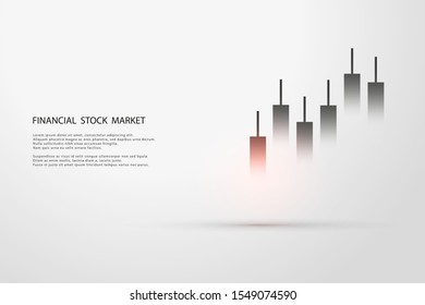 Stock market graph or forex trading chart for business and financial concepts, reports and investment on grey background . Vector illustration