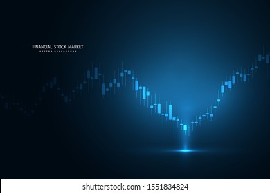 Stock market graph or forex trading chart for business and financial concepts, reports and investment on dark background. Vector illustration