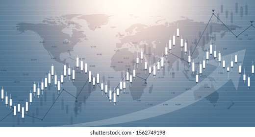 Stock market graph or forex trading chart for business and financial concepts. Stock market data. Bullish point, Trend of graph. Vector illustration