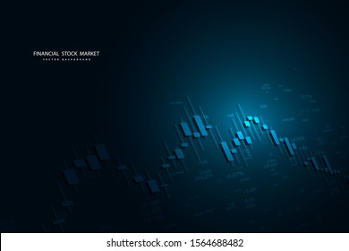 Stock market graph or forex trading chart for business and financial concepts, reports and investment on dark background . Vector illustration