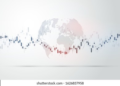 Stock market graph or forex trading chart for business and financial concepts, reports and investment on grey background . Vector illustration