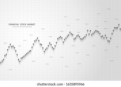 Stock market graph or forex trading chart for business and financial concepts, reports and investment on grey background . Vector illustration
