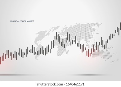 Stock market graph or forex trading chart for business and financial concepts, reports and investment on grey background . Vector illustration