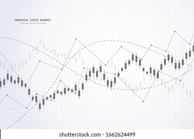 Gráfico do mercado de ações ou gráfico de negociação forex para conceitos comerciais e financeiros, relatórios e investimentos em fundo cinza. Ilustração vetorial