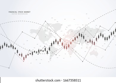 Stock market graph or forex trading chart for business and financial concepts, reports and investment on grey background . Vector illustration