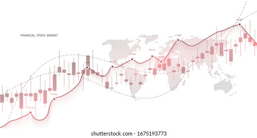 Stock market graph or forex trading chart for business and financial concepts, reports and investment on grey background . Vector illustration