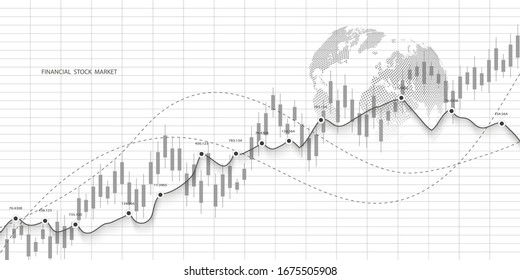 Stock market graph or forex trading chart for business and financial concepts, reports and investment on grey background . Vector illustration