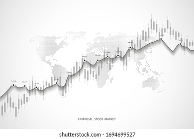 Stock market graph or forex trading chart for business and financial concepts and reports. Stock market data. Trend of graph. Vector illustration