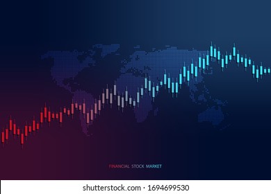 Stock market graph or forex trading chart for business and financial concepts and reports. Stock market data. Trend of graph. Vector illustration