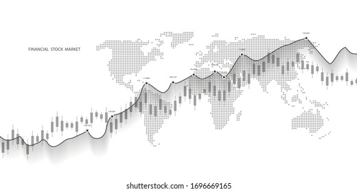 Stock market graph or forex trading chart for business and financial concepts and reports. Stock market data. Trend of graph. Vector illustration