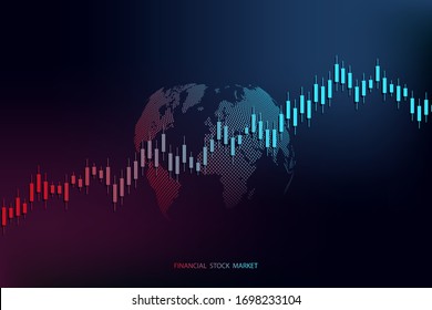 Stock market graph or forex trading chart for business and financial concepts and reports. Stock market data. Trend of graph. Vector illustration