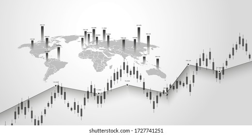 Stock market graph or forex trading chart for business and financial concepts, reports and investment on grey background . Vector illustration