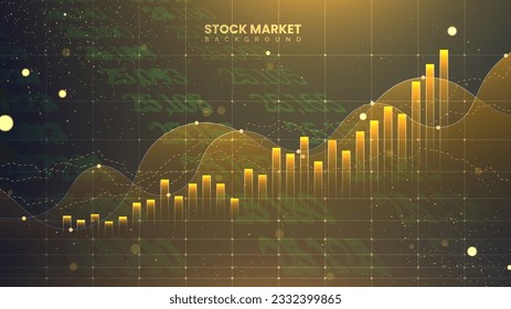 The stock market graph is in gold color for business investment illustration. Futuristic financial trading chart. Economic information growth background