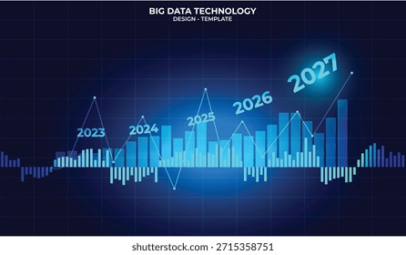 Gráfico bursátil gráfico de negociación para el concepto comercial y financiero, informes e inversión sobre fondo brillante y futurista. 2023, 2024, 2025,2026,2027 Crypto stock y forex inversión comercial