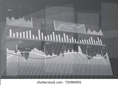 Stock market graph. Trading platform. Line graph. Vector 