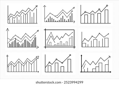 Gráficos del mercado de valores Diseño de Vector de Paquete 