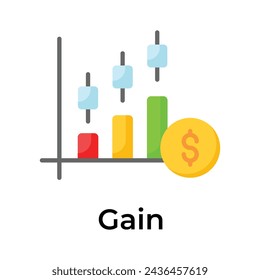 Diseño de vector de gráfico de crecimiento del mercado de valores aislado sobre fondo blanco