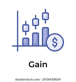 Diseño de vector de gráfico de crecimiento del mercado de valores aislado sobre fondo blanco