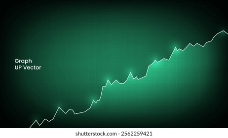 Stock Market Growth Illustration with Increasing Graph Going Up. Increasing graph and arrow on green background.
