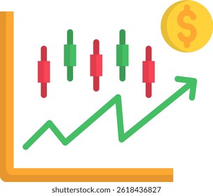 Stock Market Icon Flat Vector Illustration
