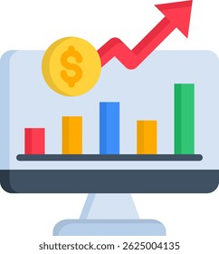 Stock Market Icon Flat Vector Illustration